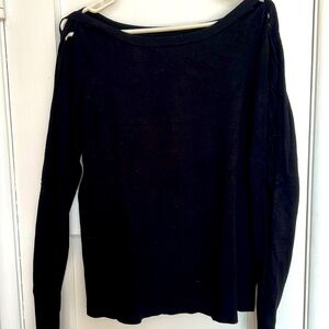 Black sweater with braided peekaboo sleeves in size L